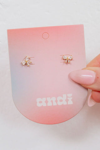 Delicate Crystal Bow Studs - Hypoallergenic - Earrings - ANDI