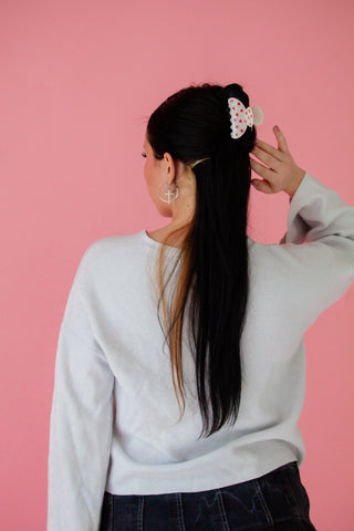 Red & White Heart Claw Clip