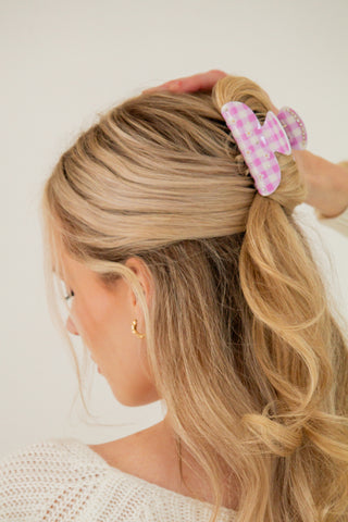 Daisy Checked Claw Clip