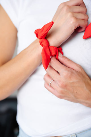 Jersey Red Athletic Bow Scrunchie