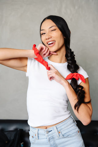 Jersey Red Athletic Bow Scrunchie