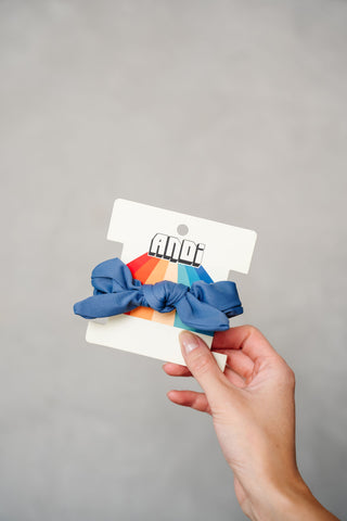 Steel Blue Athletic Bow Scrunchie