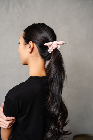 Blush Athletic Bow Scrunchie