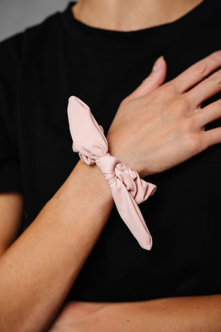 Blush Athletic Bow Scrunchie
