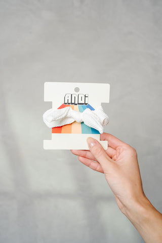 White Hexagon Athletic Bow Scrunchie