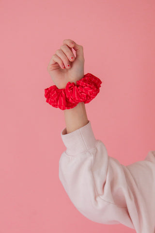 Red Striped Jumbo Scrunchie