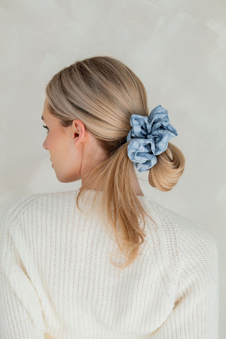 Blue Gingham Jumbo Scrunchie