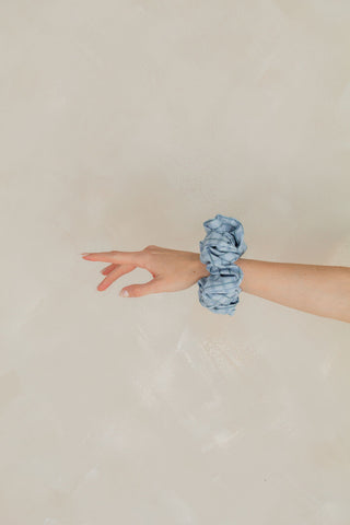 Blue Gingham Jumbo Scrunchie