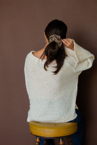 Brown Houndstooth Oversized Scrunchie