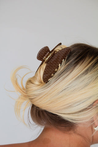 Cinnamon Polka Dot Claw Clip