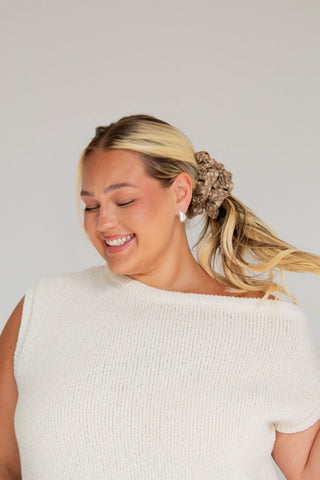 Neutral Floral Jumbo Scrunchie