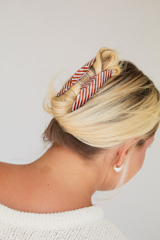 Toffee Striped Claw Clip
