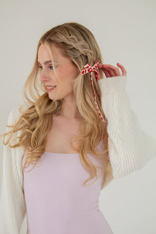 Knit Heart Bow Barrette