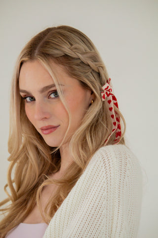 Knit Heart Bow Barrette