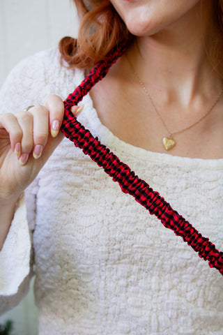 Red & Black Gingham Lanyard