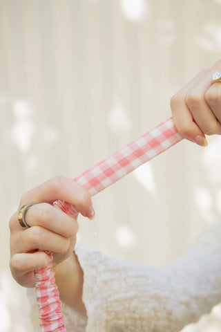 Carnation Gingham Lanyard