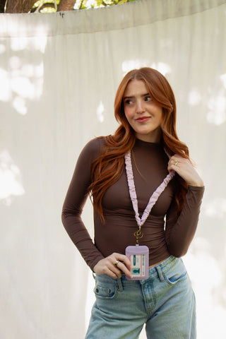 Wisteria Gingham Lanyard
