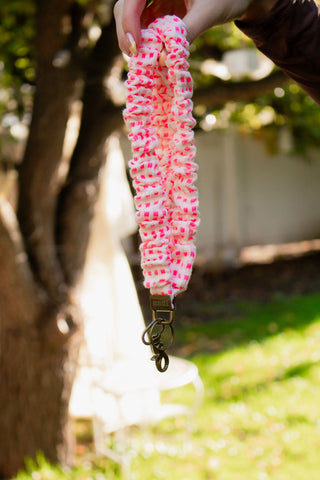 Neon Pink Gingham Lanyard