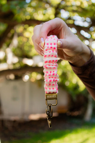 Neon Pink Gingham Keychain