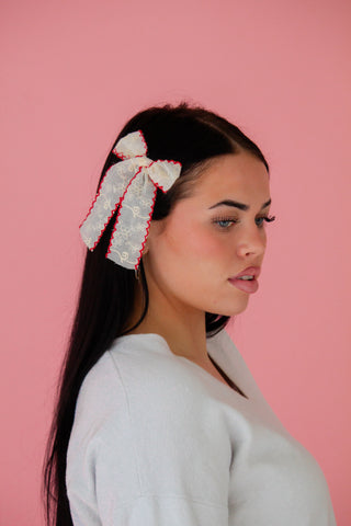 Red Trim Lace Bow