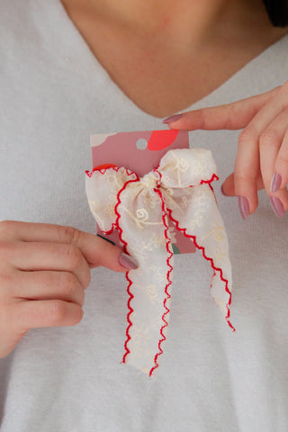 Red Trim Lace Bow