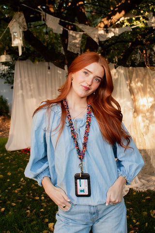 Groovy Bright Floral Lanyard