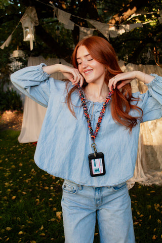 Groovy Bright Floral Lanyard