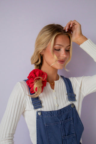 Red Poppy Jumbo Scrunchie