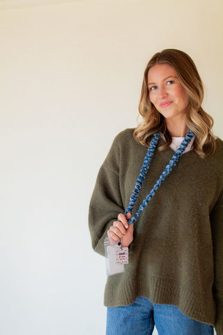 Denim Checked Lanyard