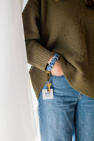 Denim Checked Keychain