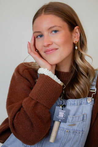 Cream Dottie Keychain