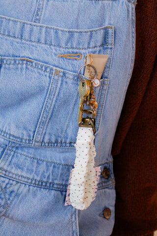 Cream Dottie Keychain