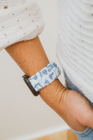Blue Floral Scrunchie Watch Band