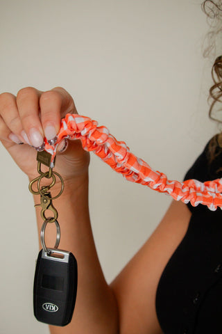 Orange Gingham Lanyard
