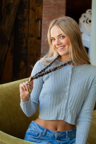Navy Dreams Gingham Lanyard