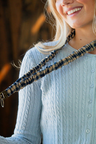 Navy Dreams Gingham Lanyard