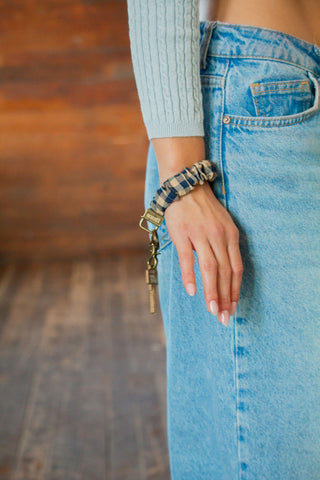Navy Dreams Gingham Keychain