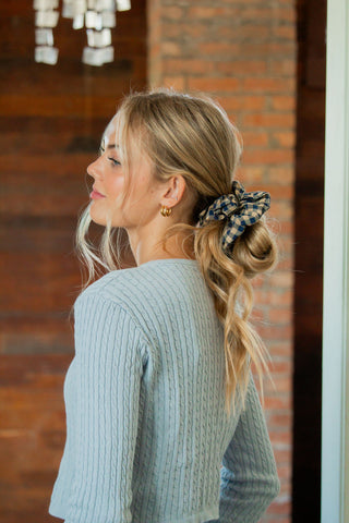 Navy Dreams Gingham Jumbo Scrunchie