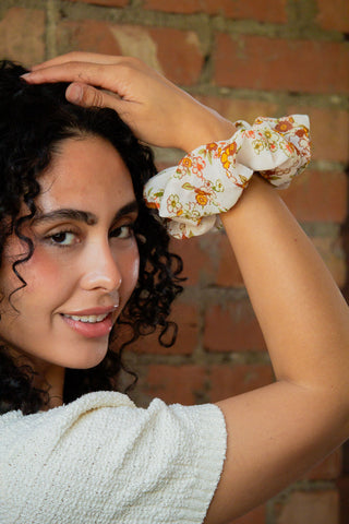 Ochre Floral Jumbo Scrunchie