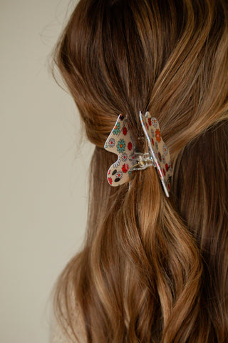 Ghosty Floral Claw Clip