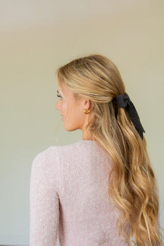 Grey Knit Bow Barrette