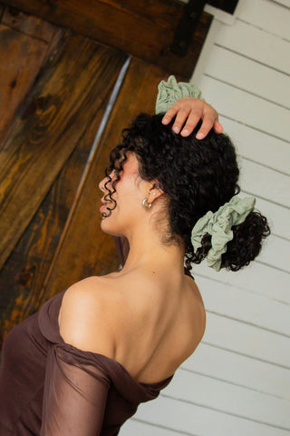 Sage Linen Jumbo Scrunchie