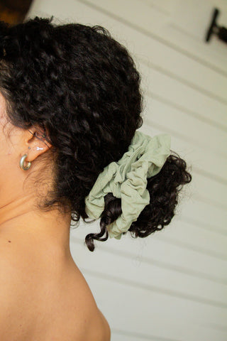Sage Linen Jumbo Scrunchie