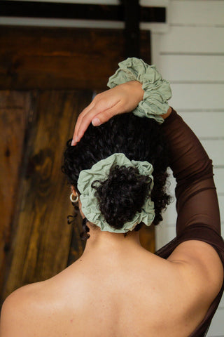 Sage Linen Jumbo Scrunchie