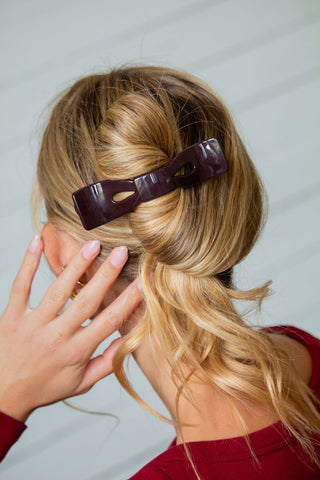 Garnet Bow Alligator Claw Clip