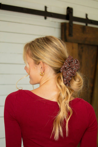 Mahogany Floral Jumbo Scrunchie