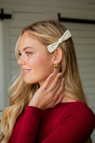 Vanilla Double Bow Barrette