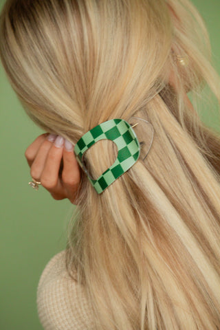 Checkered Circle Cutout Flat Claw Clip