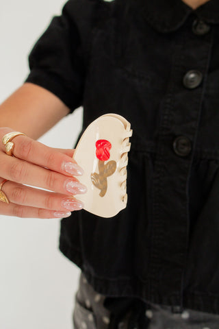 Stemmed Rose Claw Clip