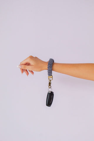 Inky Black Gingham Keychain